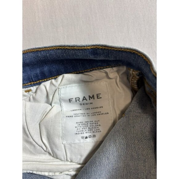 Frame Jeans Womens 26 Blue Denim Distressed Le Skinny De Jeanne Low Rise - Picture 8 of 8
